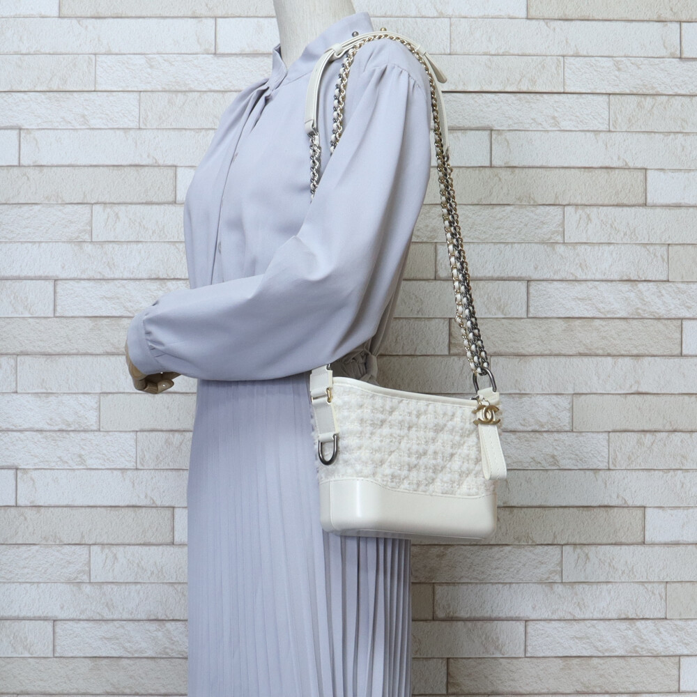 Chanel Small Bag Bag Hobo Gabriel White Shoulder de Tweed